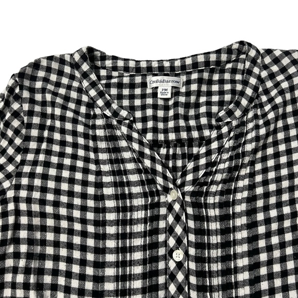 Croft & Barrow - Womens Checkered Peplum Top Sz MDP - Picture 7 of 9